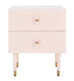 Safavieh Neptune 2 Drawer Side Table in Light Pink / Gold Couture SFV3570B