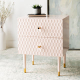 Safavieh Neptune 2 Drawer Side Table in Light Pink / Gold Couture SFV3570B