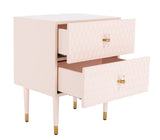 Safavieh Neptune 2 Drawer Side Table in Light Pink / Gold Couture SFV3570B