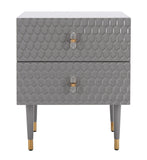 Safavieh Neptune 2 Drawer Side Table in Grey / Gold Couture SFV3570C