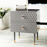 Safavieh Neptune 2 Drawer Side Table in Grey / Gold Couture SFV3570C