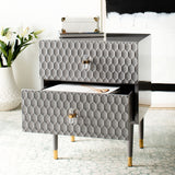 Safavieh Neptune 2 Drawer Side Table in Grey / Gold Couture SFV3570C