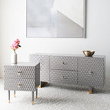 Safavieh Neptune 2 Drawer Side Table in Grey / Gold Couture SFV3570C