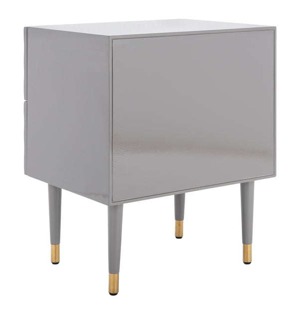 Safavieh Neptune 2 Drawer Side Table Grey / Gold Wood / Metal SFV3570C