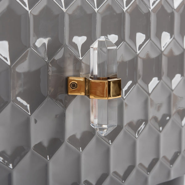 Safavieh Neptune 2 Drawer Side Table Grey / Gold Wood / Metal SFV3570C