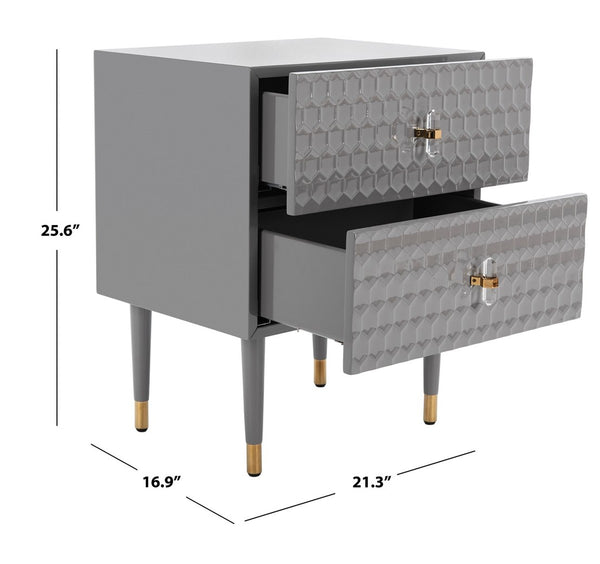 Safavieh Neptune 2 Drawer Side Table Grey / Gold Wood / Metal SFV3570C