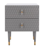 Safavieh Neptune 2 Drawer Side Table in Grey / Gold Couture SFV3570C