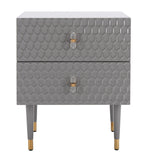 Safavieh Neptune 2 Drawer Side Table Grey / Gold Wood / Metal SFV3570C