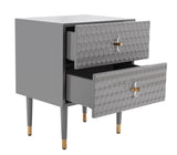 Safavieh Neptune 2 Drawer Side Table in Grey / Gold Couture SFV3570C