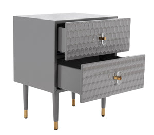 Safavieh Neptune 2 Drawer Side Table Grey / Gold Wood / Metal SFV3570C