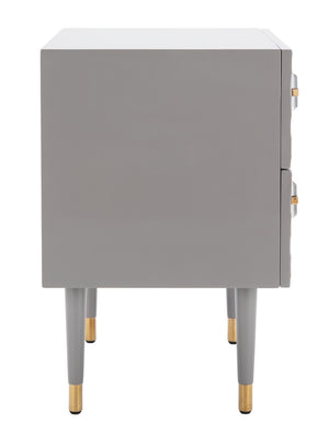 Safavieh Neptune 2 Drawer Side Table Grey / Gold Wood / Metal SFV3570C
