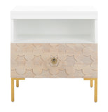 Safavieh Sylvie 1 Drawer Side Table in White / Gold Couture SFV3575A