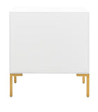 Safavieh Sylvie 1 Drawer Side Table in White / Gold Couture SFV3575A