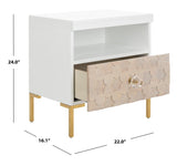 Safavieh Sylvie 1 Drawer Side Table in White / Gold Couture SFV3575A