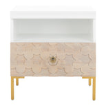 Sylvie 1 Drawer Side Table in White / Gold Couture