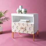 Safavieh Sylvie 1 Drawer Side Table in White / Gold Couture SFV3575A