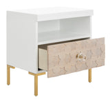 Safavieh Sylvie 1 Drawer Side Table in White / Gold Couture SFV3575A