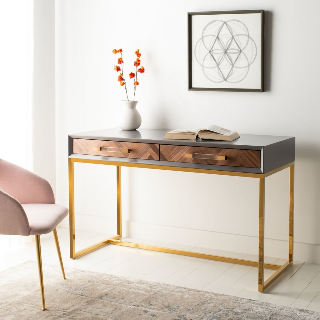 Safavieh Marty Modern Desk in Grey / Gold Couture SFV3580A
