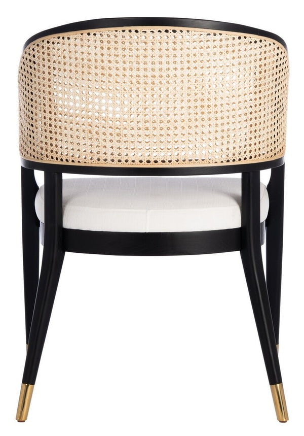 Safavieh Rogue Rattan Dining Chair Black / Natural Wood / Rattan / Metal / Fabric SFV4106A
