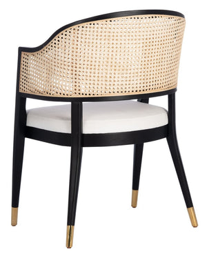 Safavieh Rogue Rattan Dining Chair Black / Natural Wood / Rattan / Metal / Fabric SFV4106A