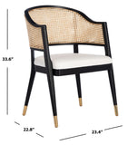 Safavieh Rogue Rattan Dining Chair Black / Natural Wood / Rattan / Metal / Fabric SFV4106A