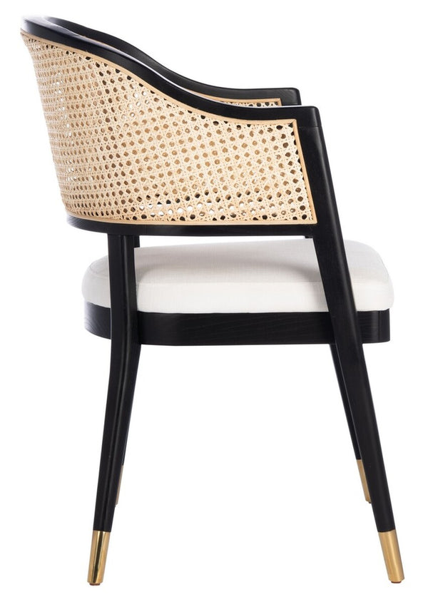 Safavieh Rogue Rattan Dining Chair Black / Natural Wood / Rattan / Metal / Fabric SFV4106A