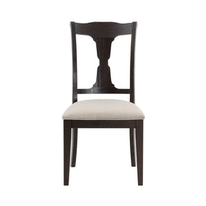 Jasmyn Wood Dining Chair Dark Walnut / Beige Wood / Fabric SFV4120A-SET2