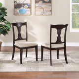 Jasmyn Wood Dining Chair Dark Walnut / Beige Wood / Fabric SFV4120A-SET2