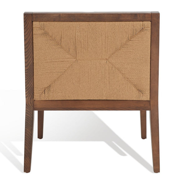Safavieh Emilio Woven Accent Chair Walnut / Natural Wood / Woven Paper / Fabric / Foam SFV4124D