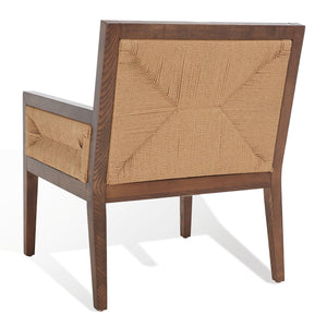 Safavieh Emilio Woven Accent Chair Walnut / Natural Wood / Woven Paper / Fabric / Foam SFV4124D
