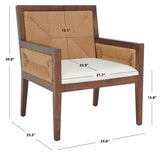 Safavieh Emilio Woven Accent Chair Walnut / Natural Wood / Woven Paper / Fabric / Foam SFV4124D