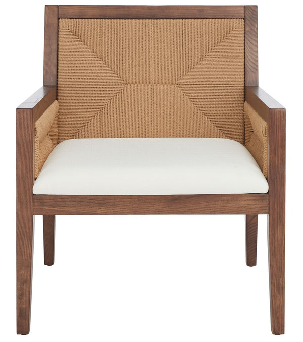 Safavieh Emilio Woven Accent Chair Walnut / Natural Wood / Woven Paper / Fabric / Foam SFV4124D