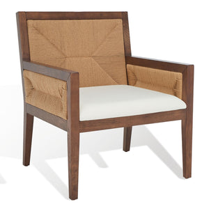 Safavieh Emilio Woven Accent Chair Walnut / Natural Wood / Woven Paper / Fabric / Foam SFV4124D