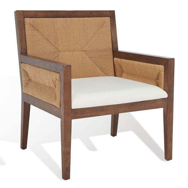 Safavieh Emilio Woven Accent Chair Walnut / Natural Wood / Woven Paper / Fabric / Foam SFV4124D