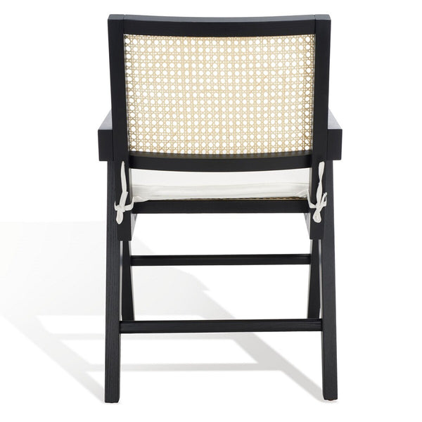 Safavieh Colette Rattan Armchair  Black / Natural Wood / Rattan / Fabric SFV4136A