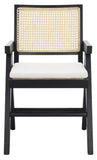 Safavieh Colette Rattan Armchair  Black / Natural Wood / Rattan / Fabric SFV4136A