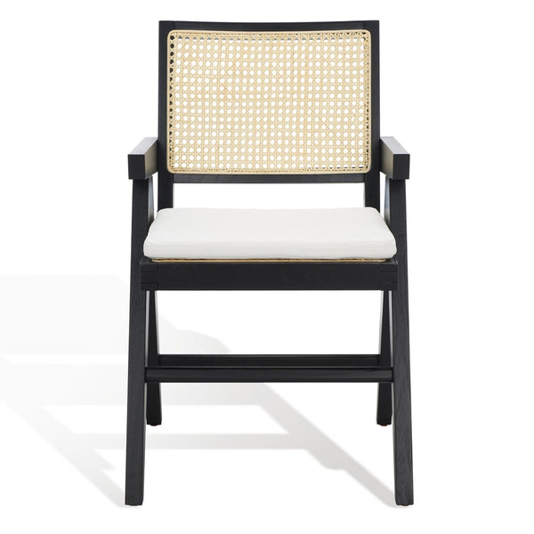 Safavieh Colette Rattan Armchair  Black / Natural Wood / Rattan / Fabric SFV4136A