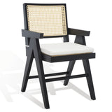 Safavieh Colette Rattan Armchair  Black / Natural Wood / Rattan / Fabric SFV4136A