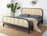 Safavieh Mcallister Cane King Bed Black / Natural Wood / Cane  SFV4138A-K-2BX