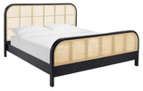 Safavieh Mcallister Cane King Bed Black / Natural Wood / Cane  SFV4138A-K-2BX