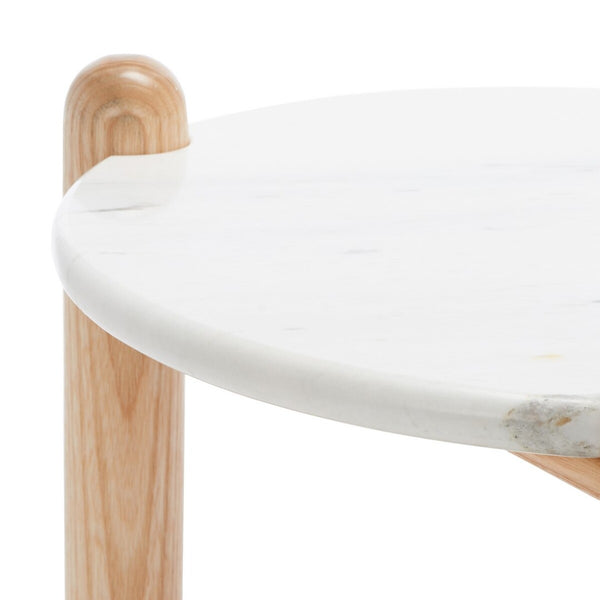 Safavieh Macianna Woven Shelf Accent Table White / Natural Wood / Woven Cord / Marble SFV4145B-2BX