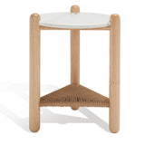 Safavieh Macianna Woven Shelf Accent Table White / Natural Wood / Woven Cord / Marble SFV4145B-2BX