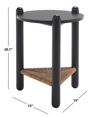 Safavieh Macianna Woven Shelf Accent Table Black Wood / Woven Cord / Mdf Veneer SFV4145C