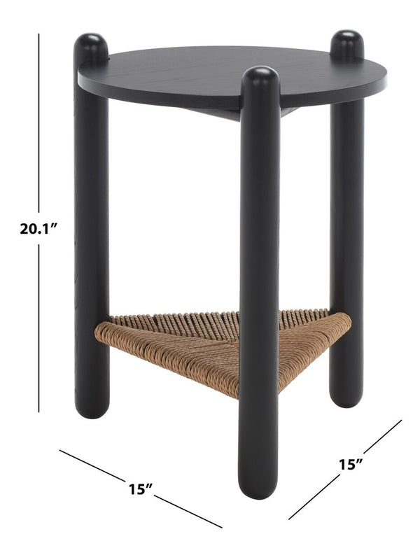 Safavieh Macianna Woven Shelf Accent Table Black Wood / Woven Cord / Mdf Veneer SFV4145C