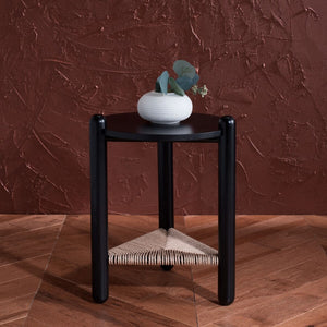 Safavieh Macianna Woven Shelf Accent Table Black Wood / Woven Cord / Mdf Veneer SFV4145C