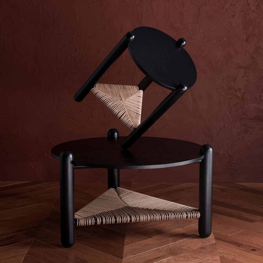 Safavieh Macianna Woven Shelf Accent Table Black Wood / Woven Cord / Mdf Veneer SFV4145C