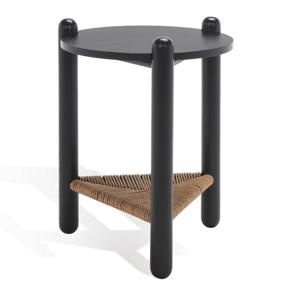 Safavieh Macianna Woven Shelf Accent Table Black Wood / Woven Cord / Mdf Veneer SFV4145C