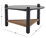 Safavieh Macianna Woven Shelf Coffee Table Black Wood / Woven Cord / Marble SFV4146A-2BX