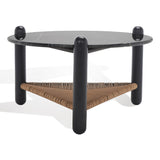 Safavieh Macianna Woven Shelf Coffee Table Black Wood / Woven Cord / Marble SFV4146A-2BX