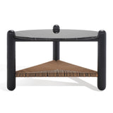 Safavieh Macianna Woven Shelf Coffee Table Black Wood / Woven Cord / Marble SFV4146A-2BX